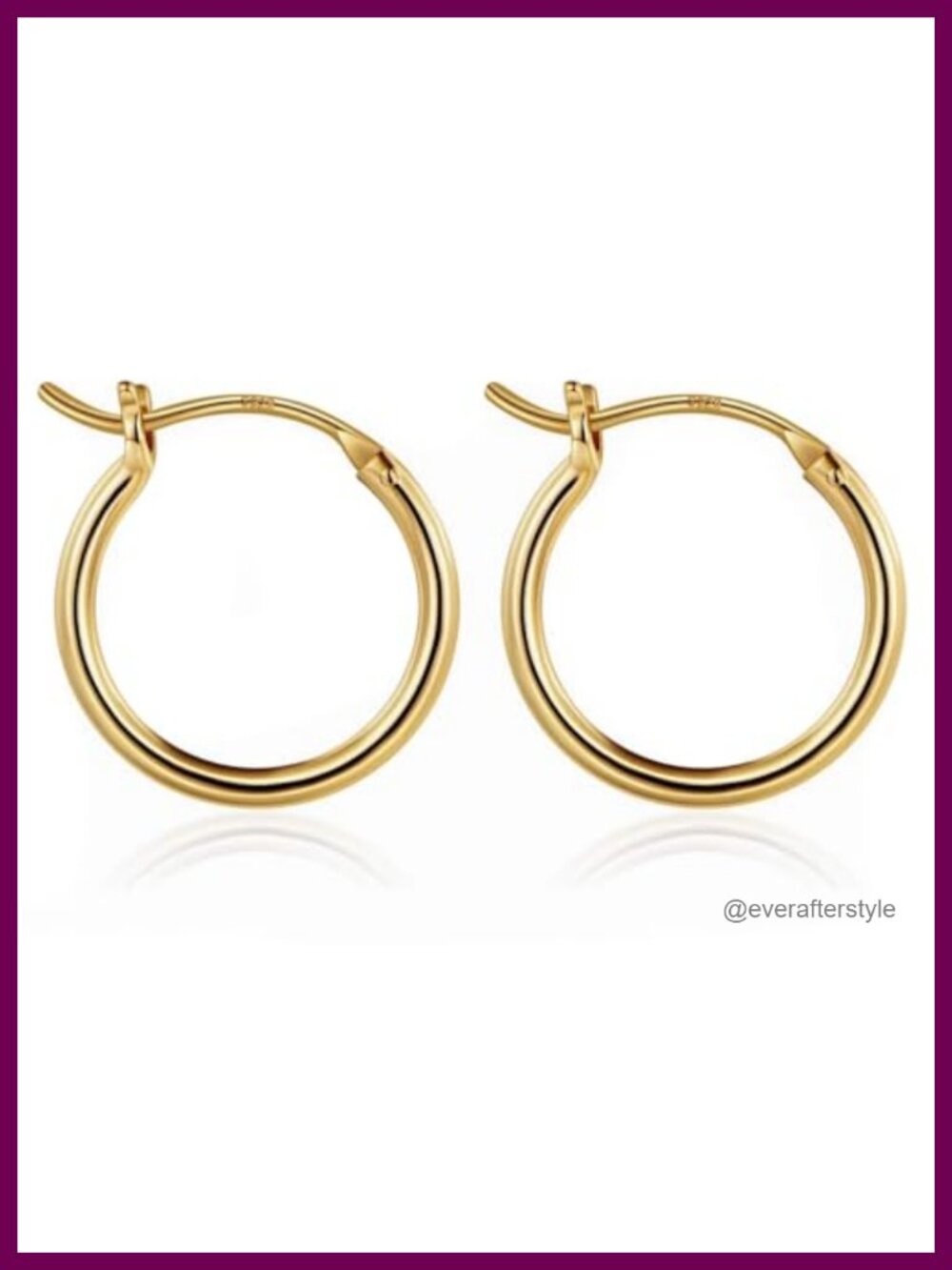 14K Gold Plated 925 Sterling Silver Post Skinny Huggie Hoop Earrings 14mm